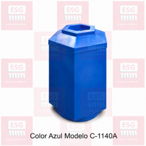 Bote de Basura Hexagonal para Gasolineras color Azul