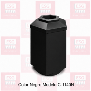Bote de Basura Hexagonal para Gasolineras color Negro
